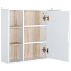 Homcom cabinet with mdf mirror and chipboard with 3 side shelves and internal adjustable shelf, 60x14.5x49.4 cm - Borgè