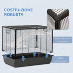 Guinea Pig Cage with Handle, Water Tank, Ramp and Tray, 80x48x58cm, Black - Borge' Group Limited