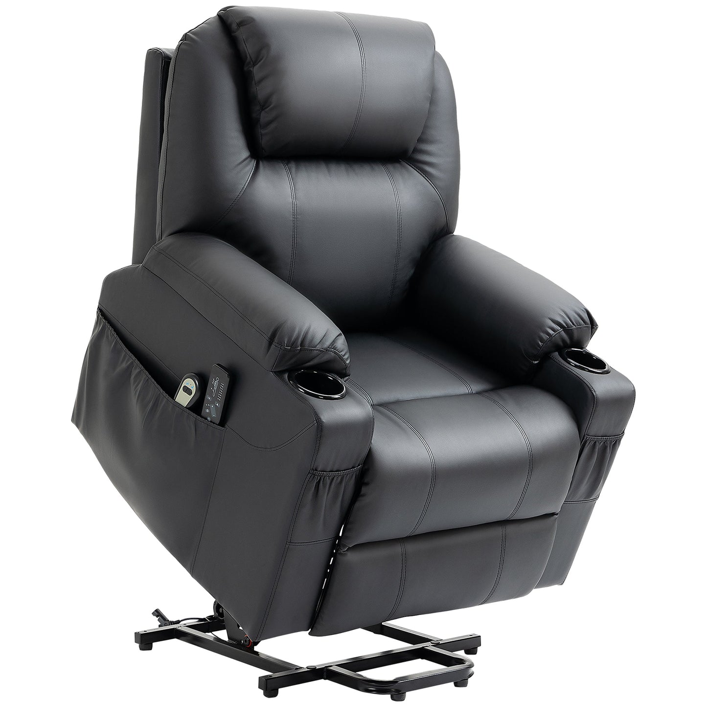 Ultimate Comfort: Reclining Lift Chair with 8 Massage Points & Footrest - Black (88x92x106 cm) - Borgè