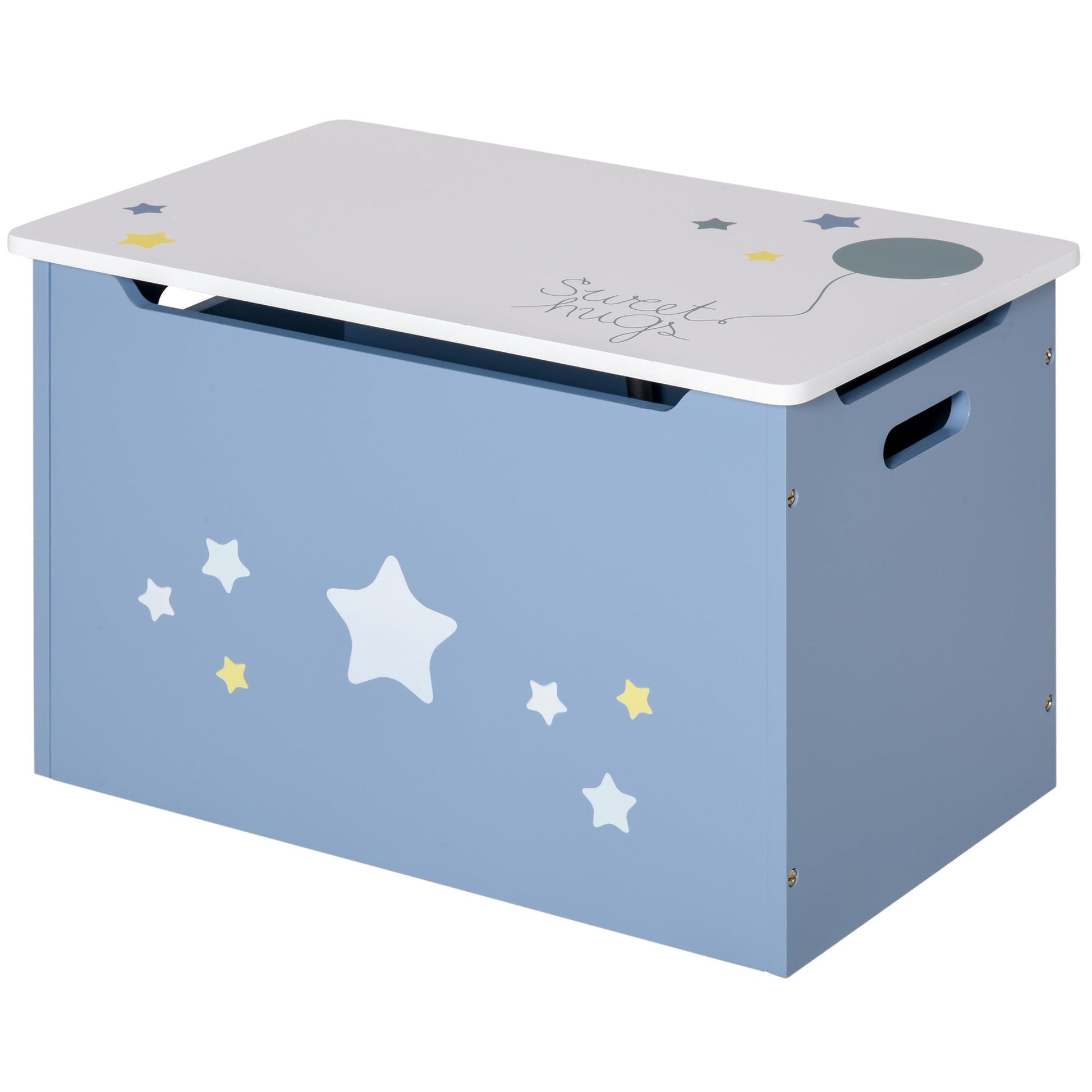 Store Bench zblue with white stars wooden bench with storage space for childrens room - Borgè