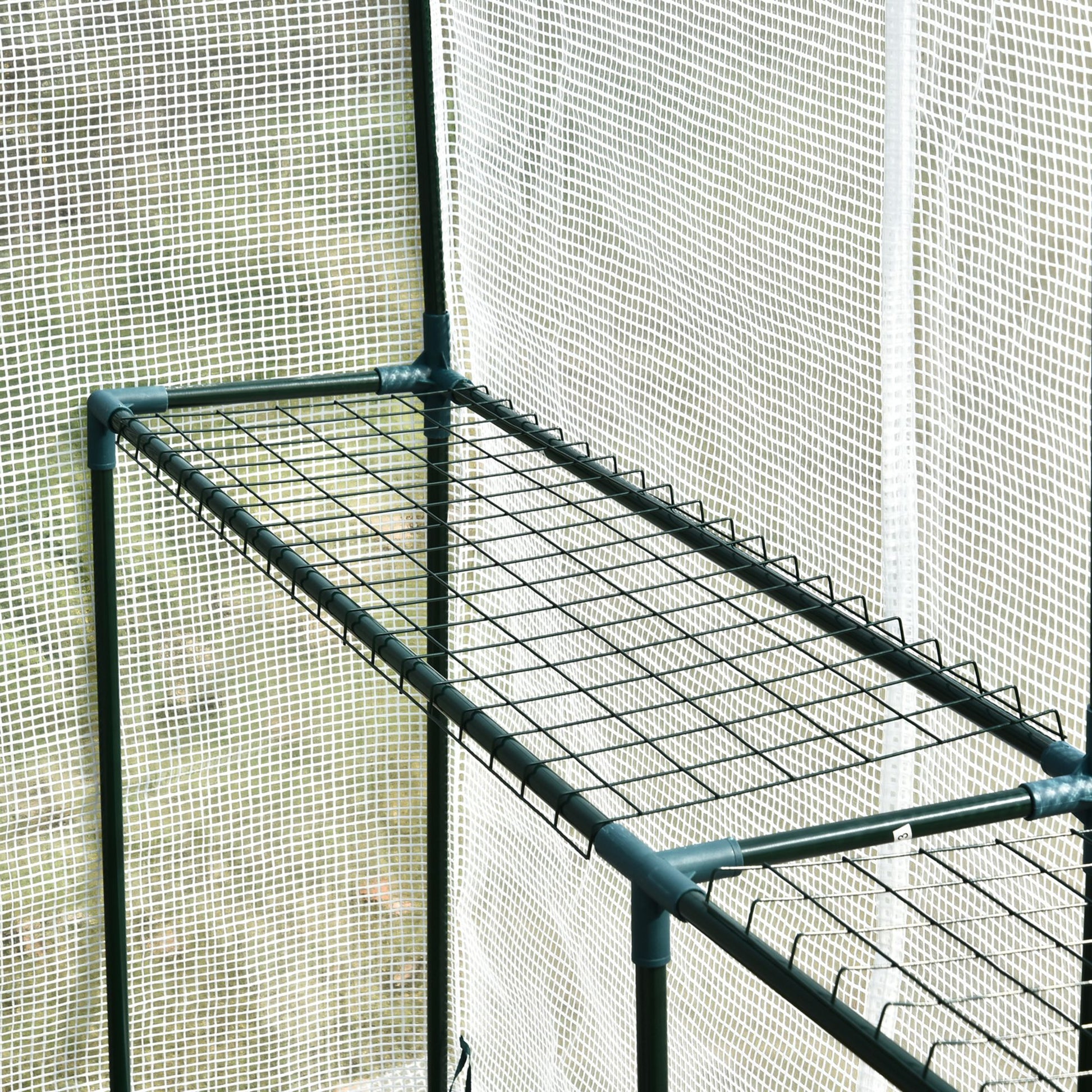 Outsunny greenhouse with house with pear cover, zipper door and 4 shelves, 186x120x190cm, white - Borgè