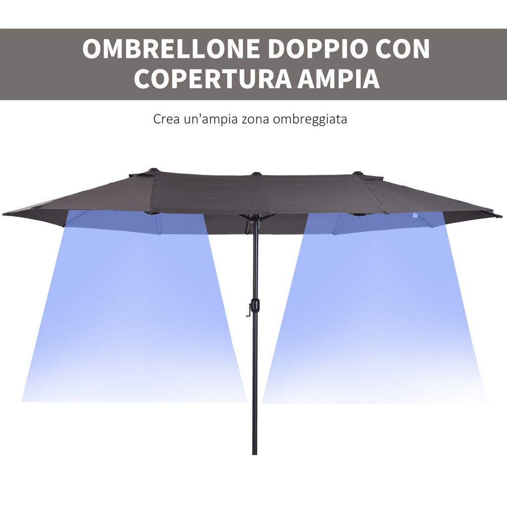 Grey Double Garden Umbrella | 4.6 x 2.4m - Borge' Group Limited