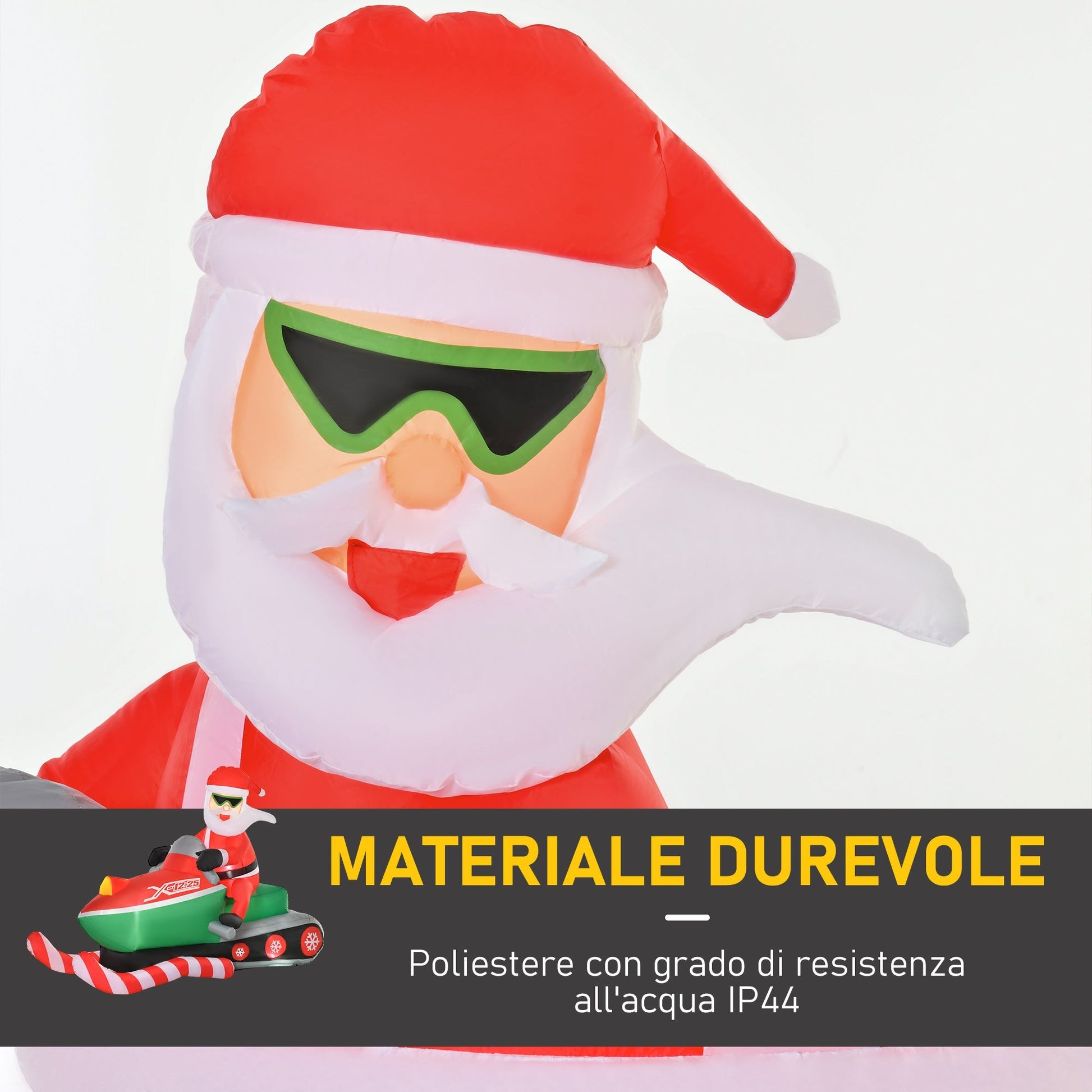 Inflatable Super Santa Claus on Snow-Bike with LED light - Borgè