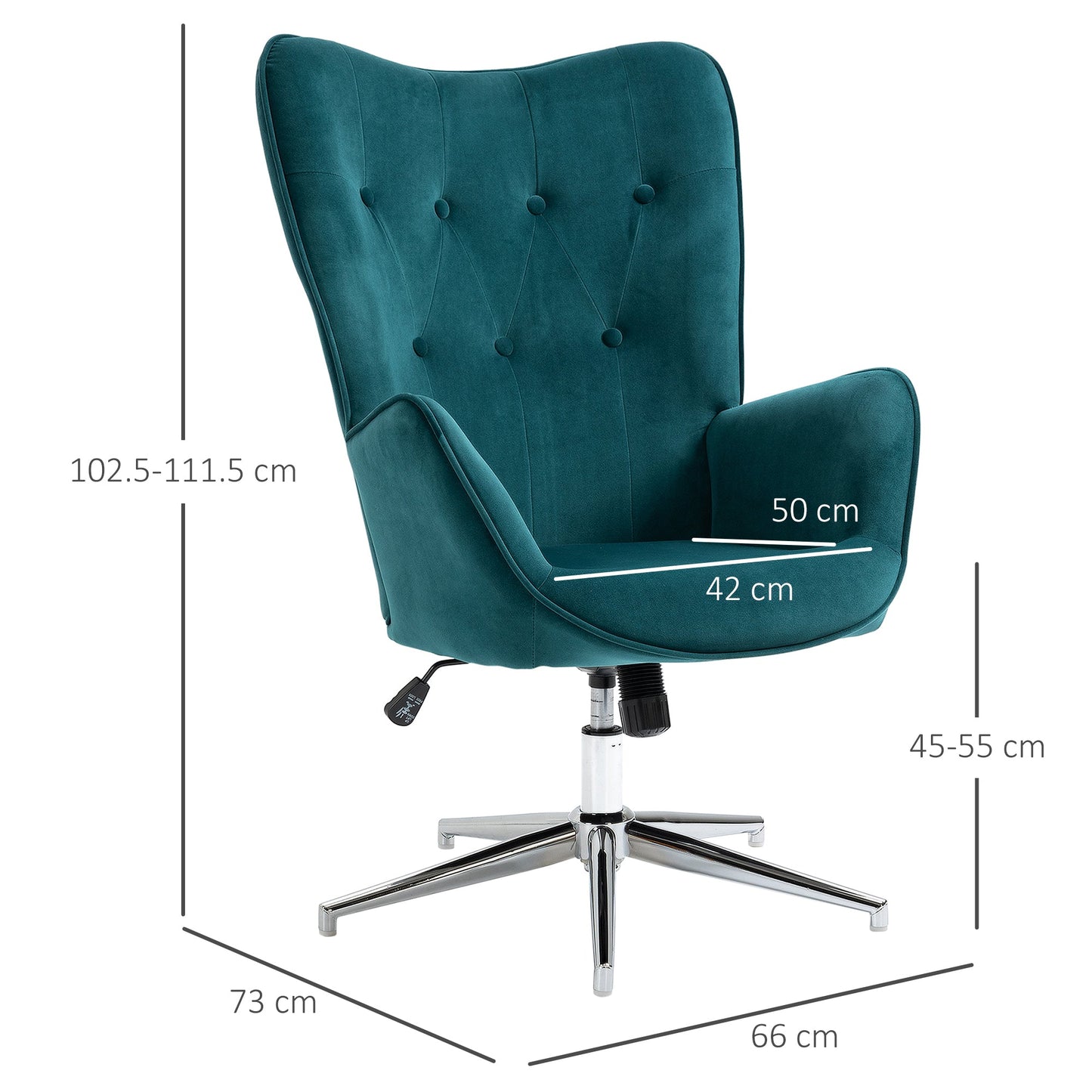 office chair and velvet living room, swivel with armrests and adjustable height, blue - Borgè