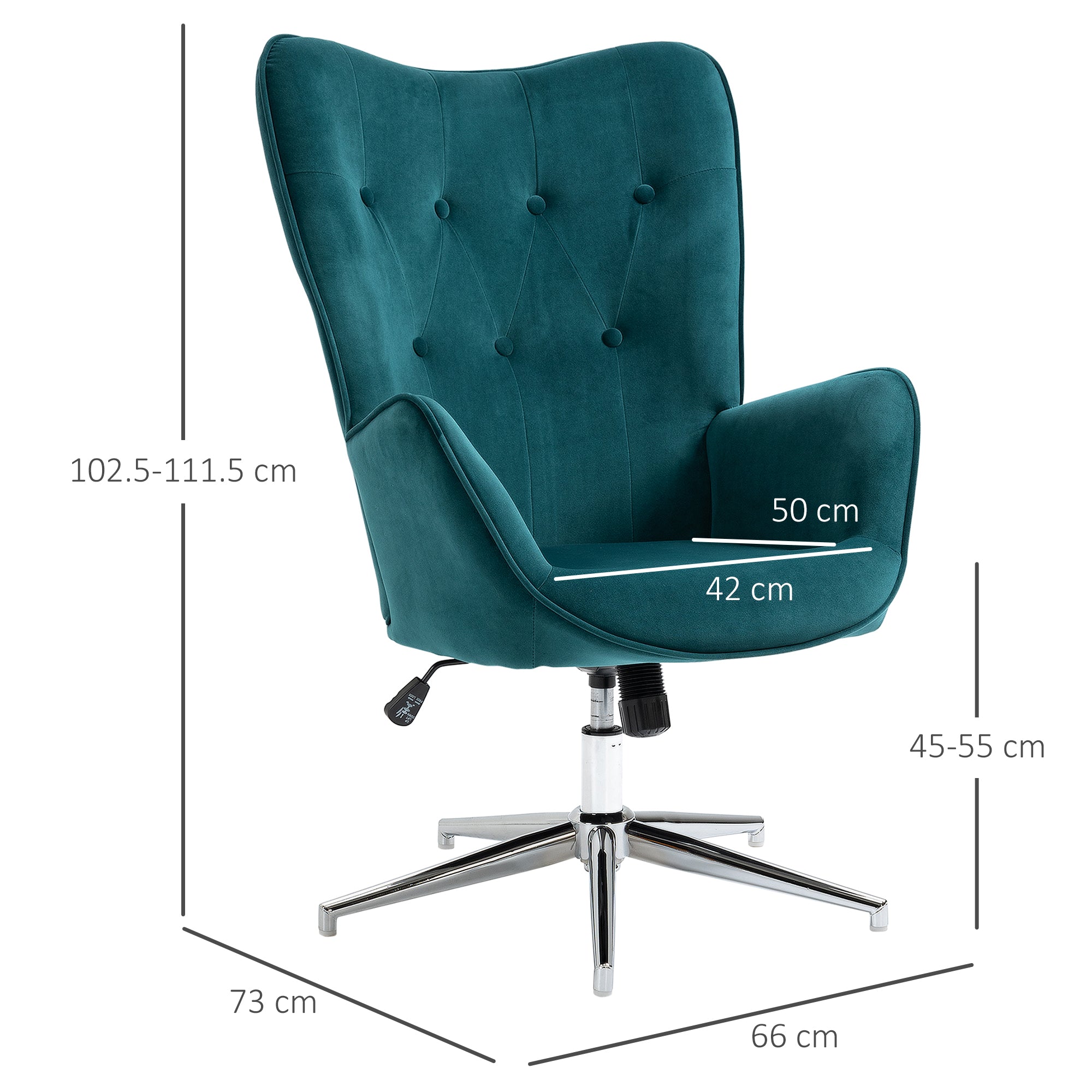 office chair and velvet living room, swivel with armrests and adjustable height, blue - Borgè