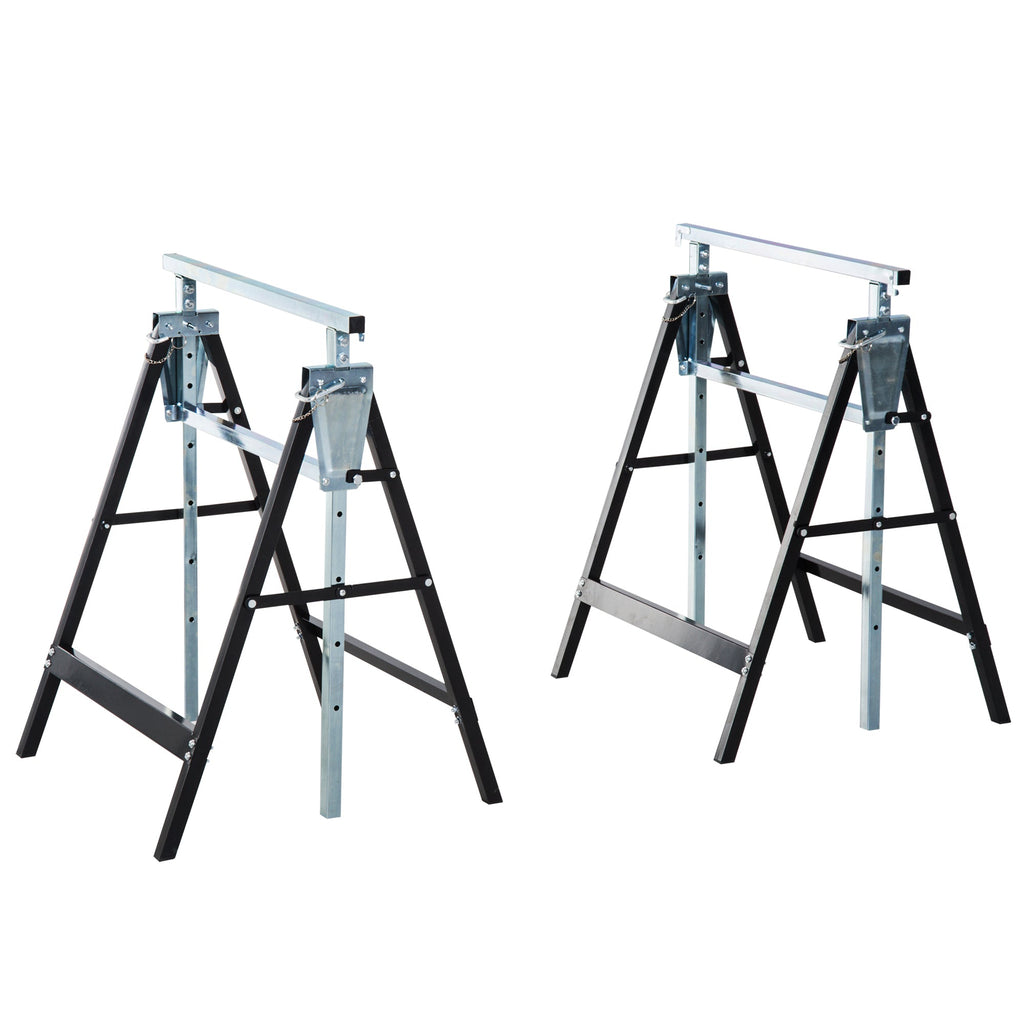 Set 2 Work Cavalllets Folding Telescopic Height Adjustable in steel pipes - Borgè