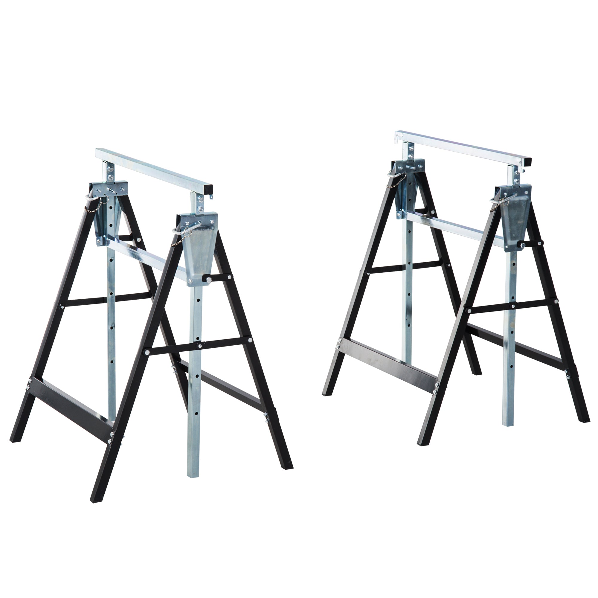 Set 2 Work Cavalllets Folding Telescopic Height Adjustable in steel pipes - Borgè