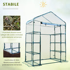 Steel and Transparent PVC Garden Greenhouse with Roll-Up Door, 143x73x195 cm, Green - Borge' Group Limited