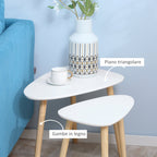 Set 2 Tavolini with a stackable Nordic style tables with wooden legs, white - Borgè