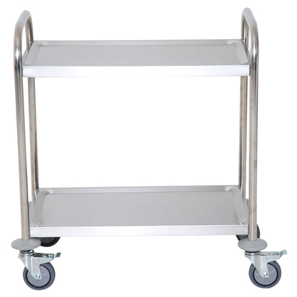 Homcom Kitchen Cart 2 shelves with stainless steel wheels 71x41x81cm, silver - Borgè