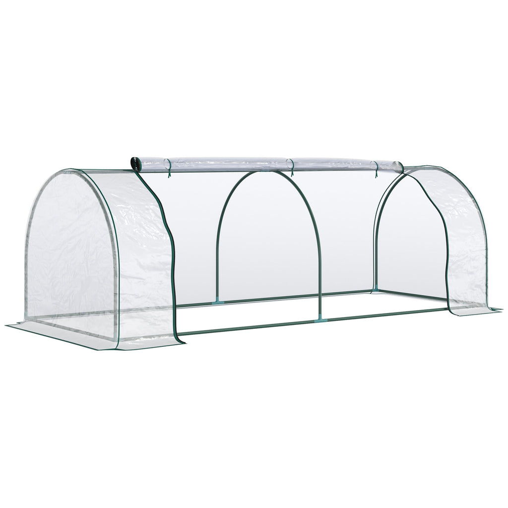 Oustunny Garden greenhouse with front zipper, steel and pvc doors, 250x100x80 cm - Borge' Group Limited