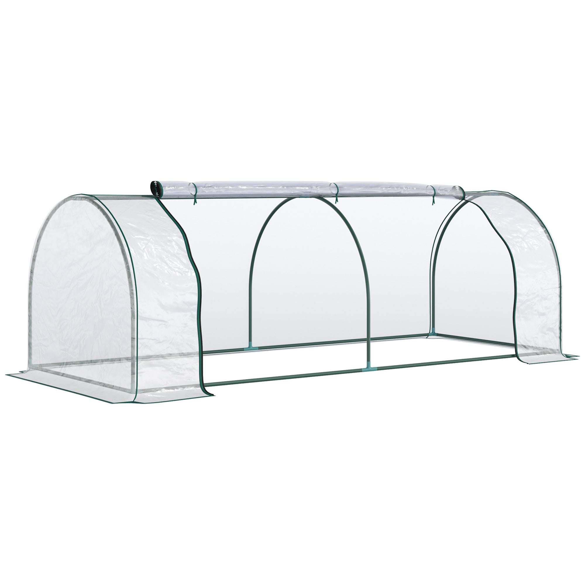 Oustunny Garden greenhouse with front zipper, steel and pvc doors, 250x100x80 cm - Borge' Group Limited