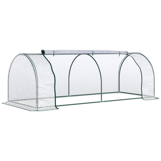 Oustunny Garden greenhouse with front zipper, steel and pvc doors, 250x100x80 cm - Borgè