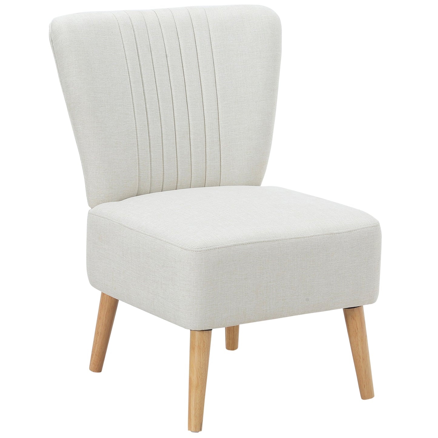 Padded armchair for living room and Nordic style room, chamber armchair in fabric and wooden legs - white - Borgè