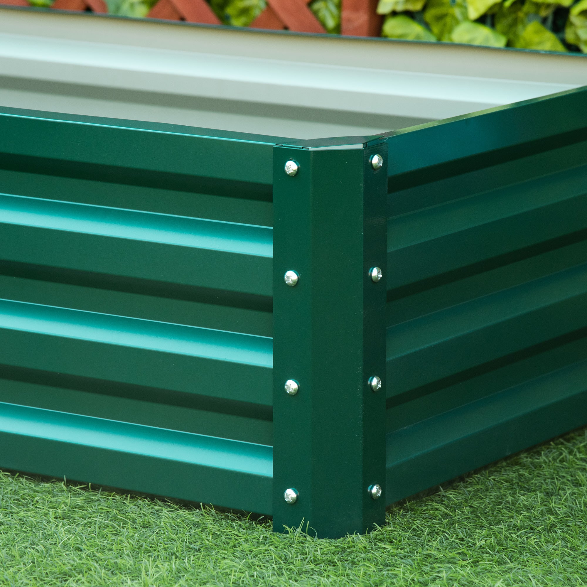 Outsunny For Open Raised Raised Garden Bed with coating, in galvanized steel, 120x60x30.5 cm, green - Borgè