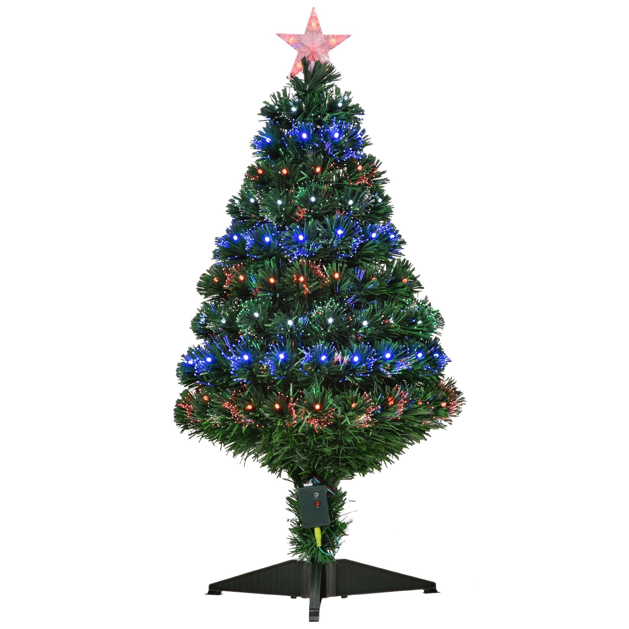 Artificial Christmas tree in PVC with 90 LED lights and optical fibers, 90 branches and folding base, Ï†48x90cm - green - Borgè