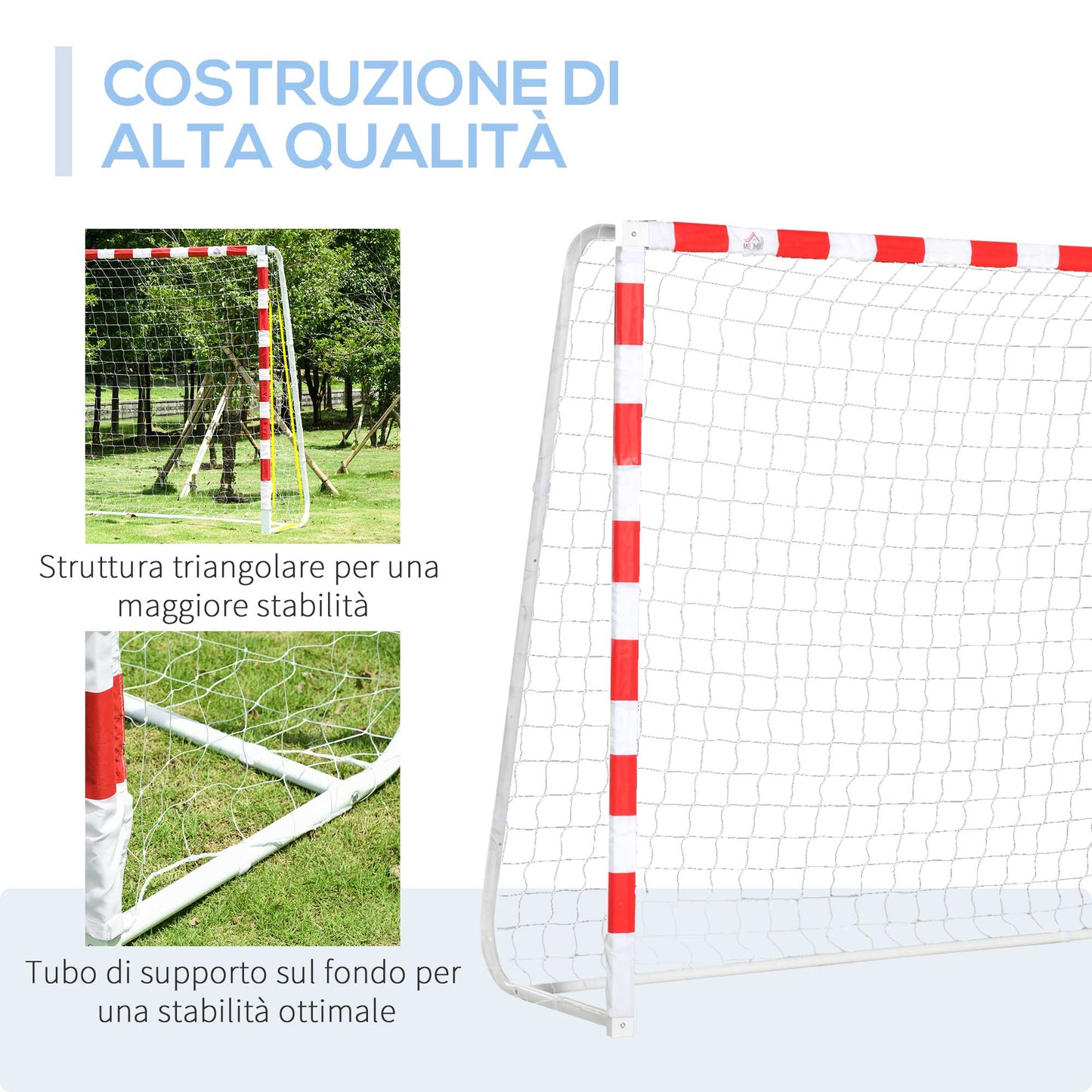 Football and soccer door in PE plastic for adults and children, 302x83x201Cm white - Borgè