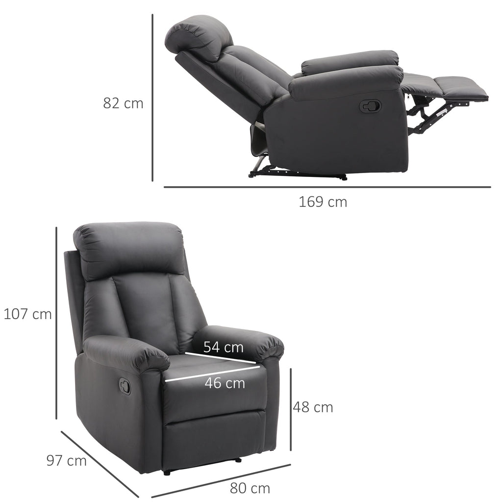 Ergonomic padded Relaxable Relaxable Armchair With Ecopelle Poggia Poglipies 80 × 97 × 107cm Black - Borgè