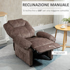 Relaxable chair manually reclining in fabric with extra padding, brown - Borgè
