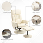 CREMA | Cream Armchair up to 135 ° with swivel seat and with footrests | 80x69x110cm - Borgè