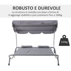 Outdoor Serenity: Double Sunbed with Adjustable Parasol for Garden, Patio, and Outdoor Spaces (200x175x134cm, Gray) - Borge' Group Limited