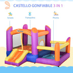 Inflatable Bouncy Castle for Kids Garden, Inflatable Water Park with Slide, Trampoline and Pool, Multicolor, 280x 250x170cm - Borge' Group Limited