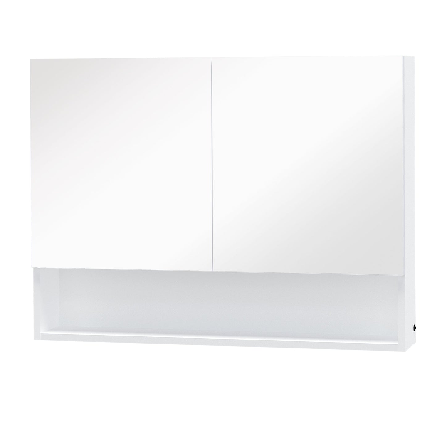 cabinet with wall mirror, led lights, open shelf and internal shelf, 80x15x60cm - Borgè