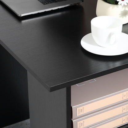 Homcom Modern Wooden desk with 3 drawers and 3 shelves for room and office, 120x49x72cm, black - Borgè