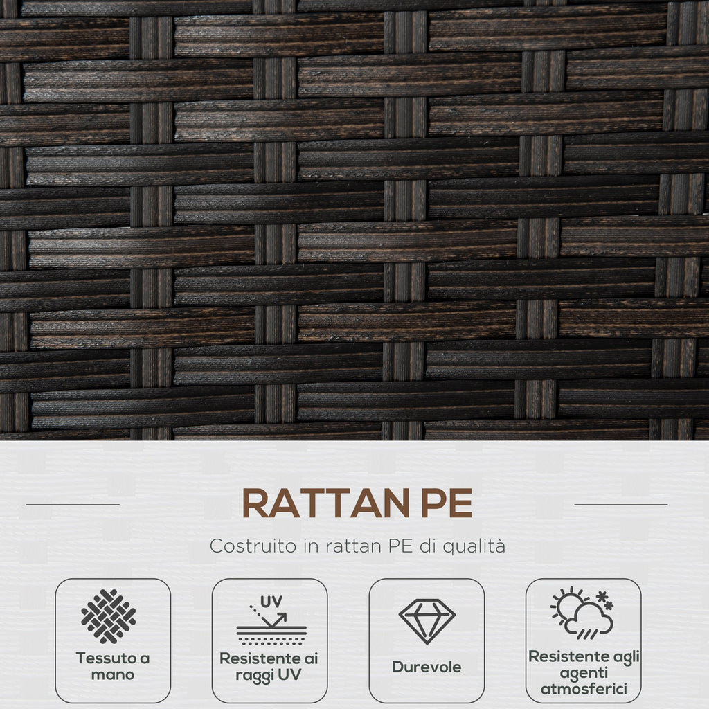 2-Seater PE Rattan Garden Sofa with Cushions, 132x70x74cm, Brown - Borge' Group Limited