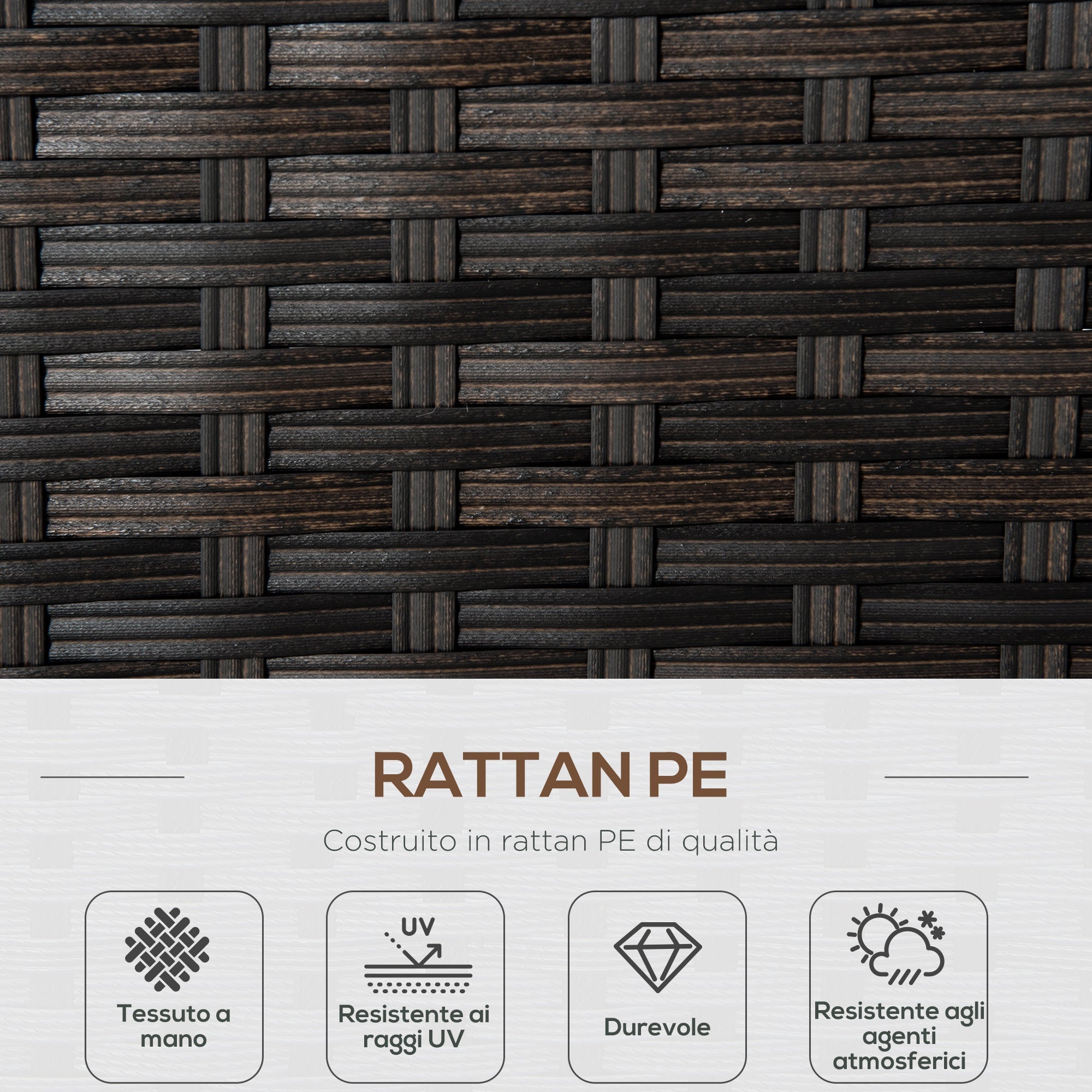 2-Seater PE Rattan Garden Sofa with Cushions, 132x70x74cm, Brown - Borge' Group Limited