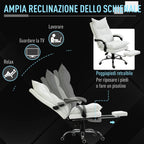 White -like office armchair winner, adjustable height with reclining backrest 155 ° and footrests - Borgè