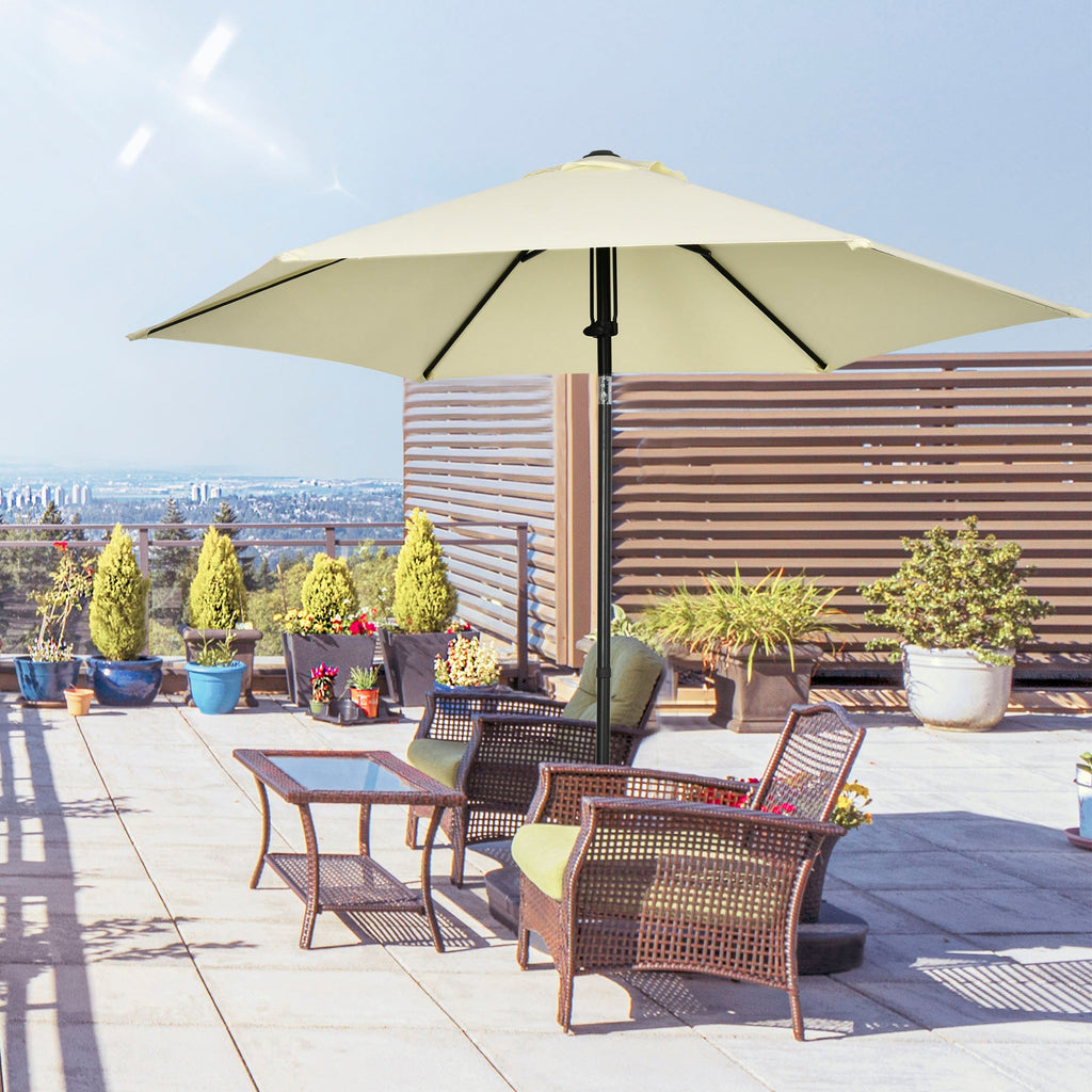 2.7x2.5m Polyester and Metal Garden Umbrella with Tilting Canopy Beige Black - Borge' Group Limited