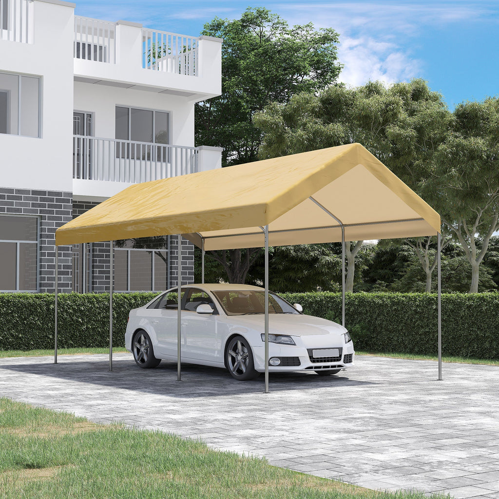 Steel and PE Garden Tent for Small and Medium Cars, 600x295x265-310 cm, Beige - Borge' Group Limited