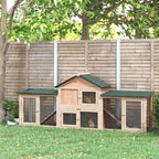 Rabbit Cage, Enclosed Rabbit Hutch with Ramps, Waterproof Roof and Removable Tray 210 x 45.5 x 84.5 cm - Borge' Group Limited