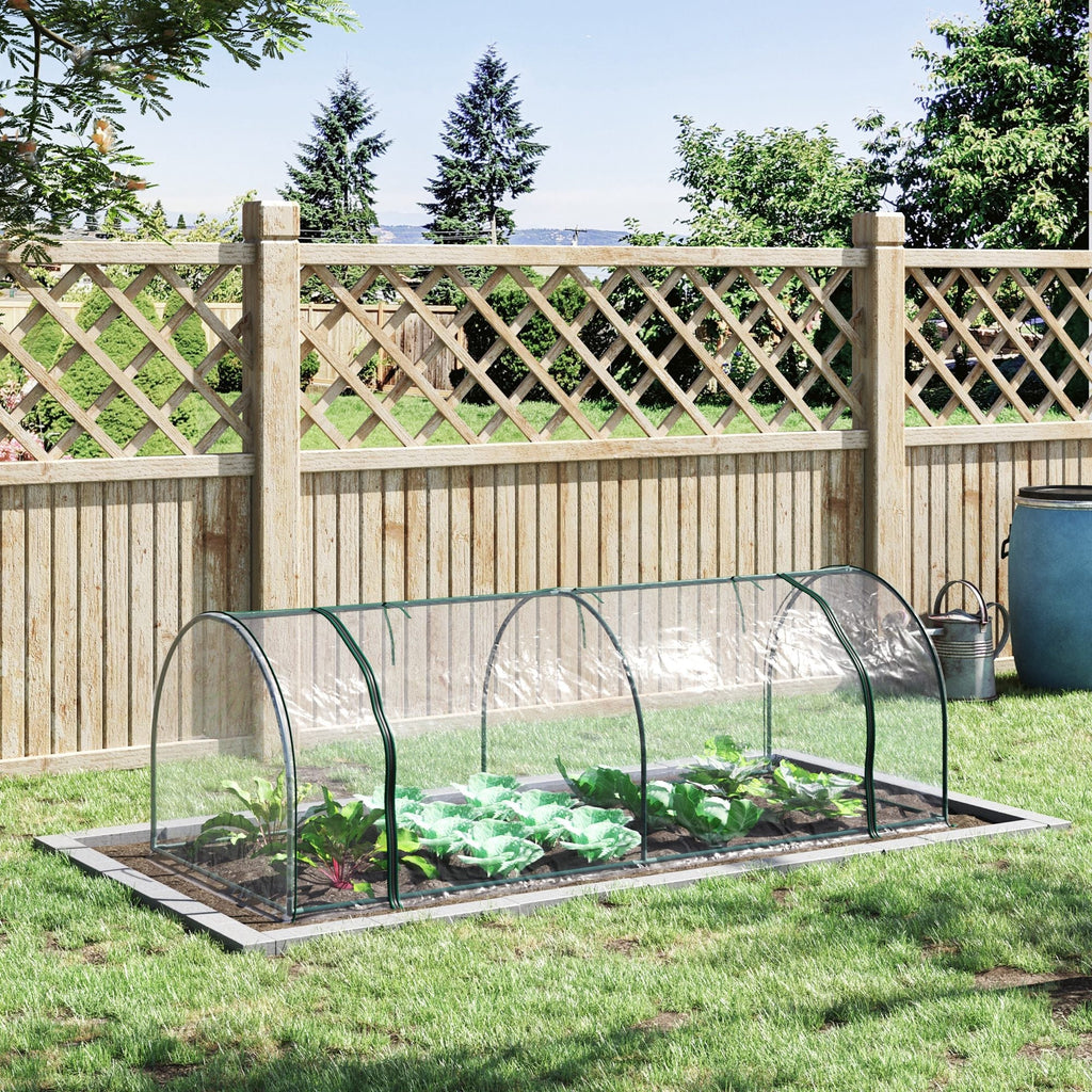 Oustunny Garden greenhouse with front zipper, steel and pvc doors, 250x100x80 cm - Borge' Group Limited