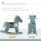 Homcom Cavallo with plush and wood with sounds and bears included, for children of 18-36 months, 65x26x55cm, blue - Borgè