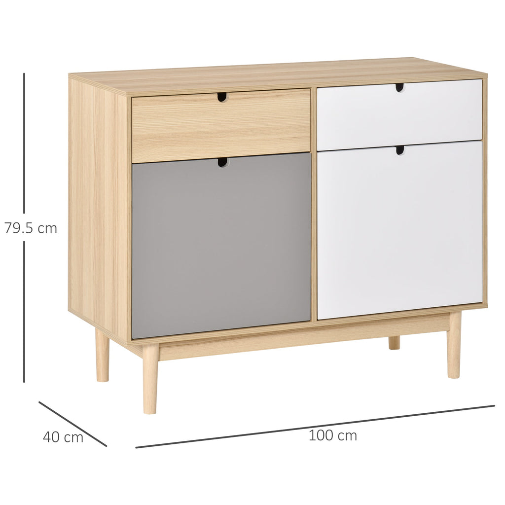 Multiuse Multiuse Nordic style, two -room cabinet with kitchen drawers and entrance, 100x40x79.5cm, multicolor - Borgè