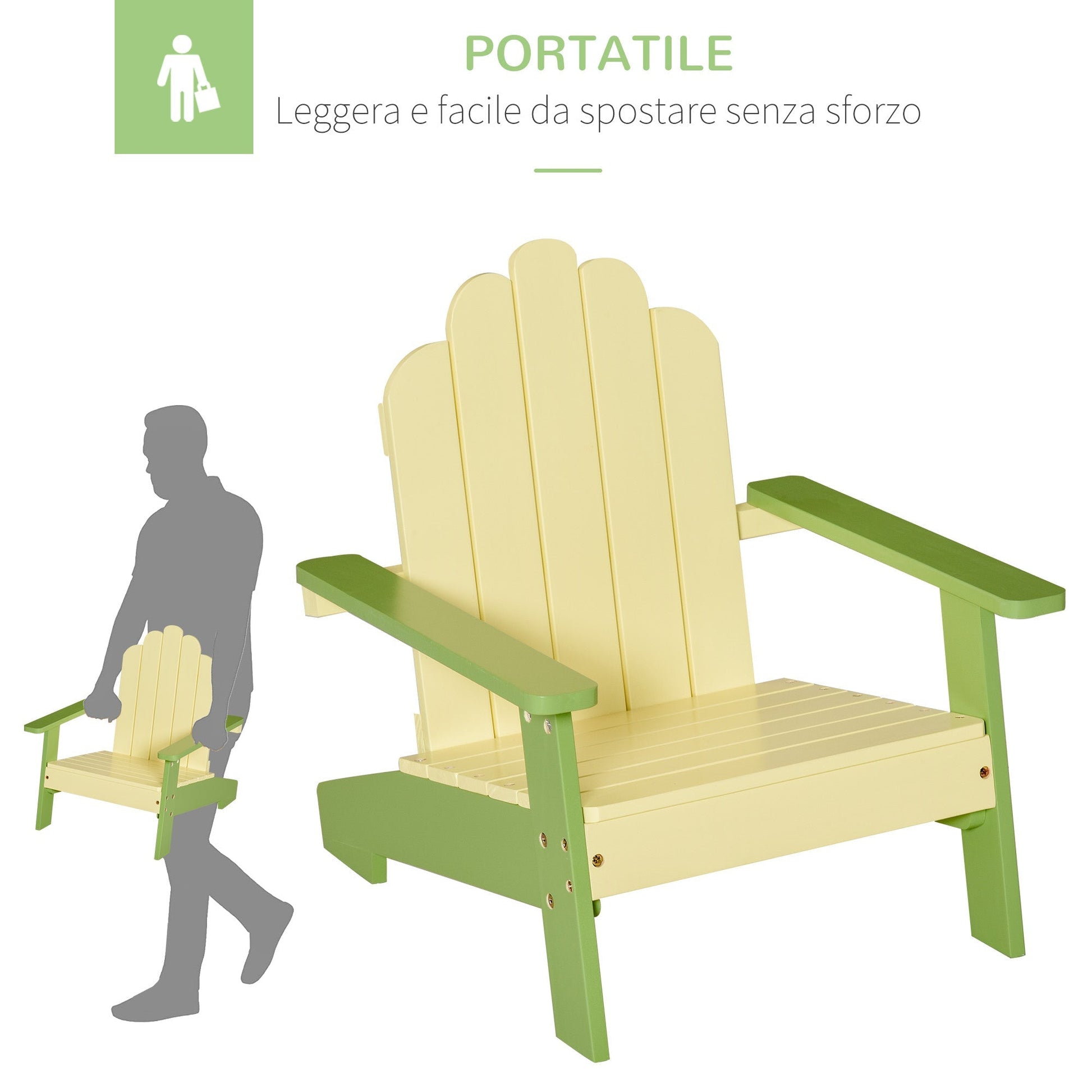 Outsunny Children's Chair Board of Arrondack in Green Pino Wood - Borgè