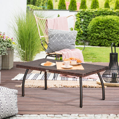 Outsunny Garden table and outdoor in Rattan Synthetic, Waterproof terrace Marrone 90x50x35cm - Borgè