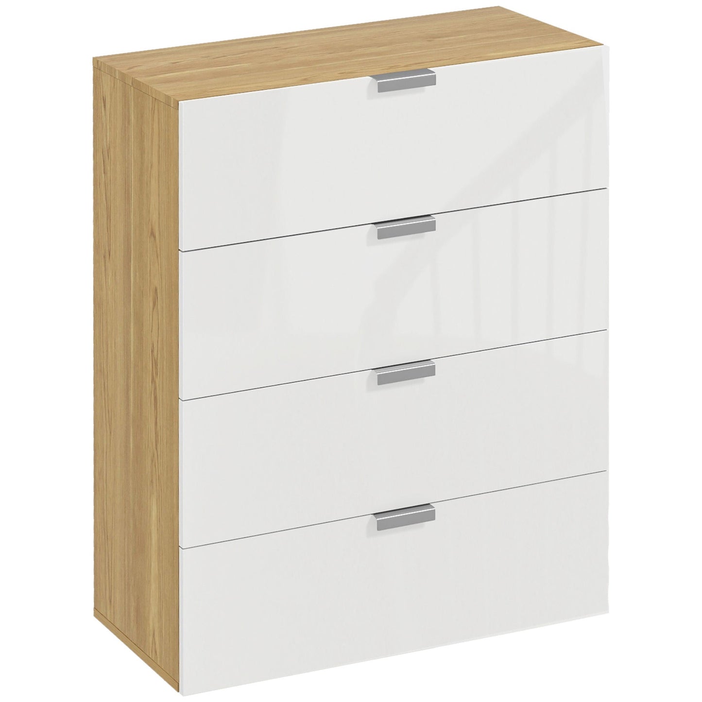 Homcom chest of drawers with 4 drawers for living room and bedroom with aluminum alloy handles, 70x35x92cm, white - Borgè