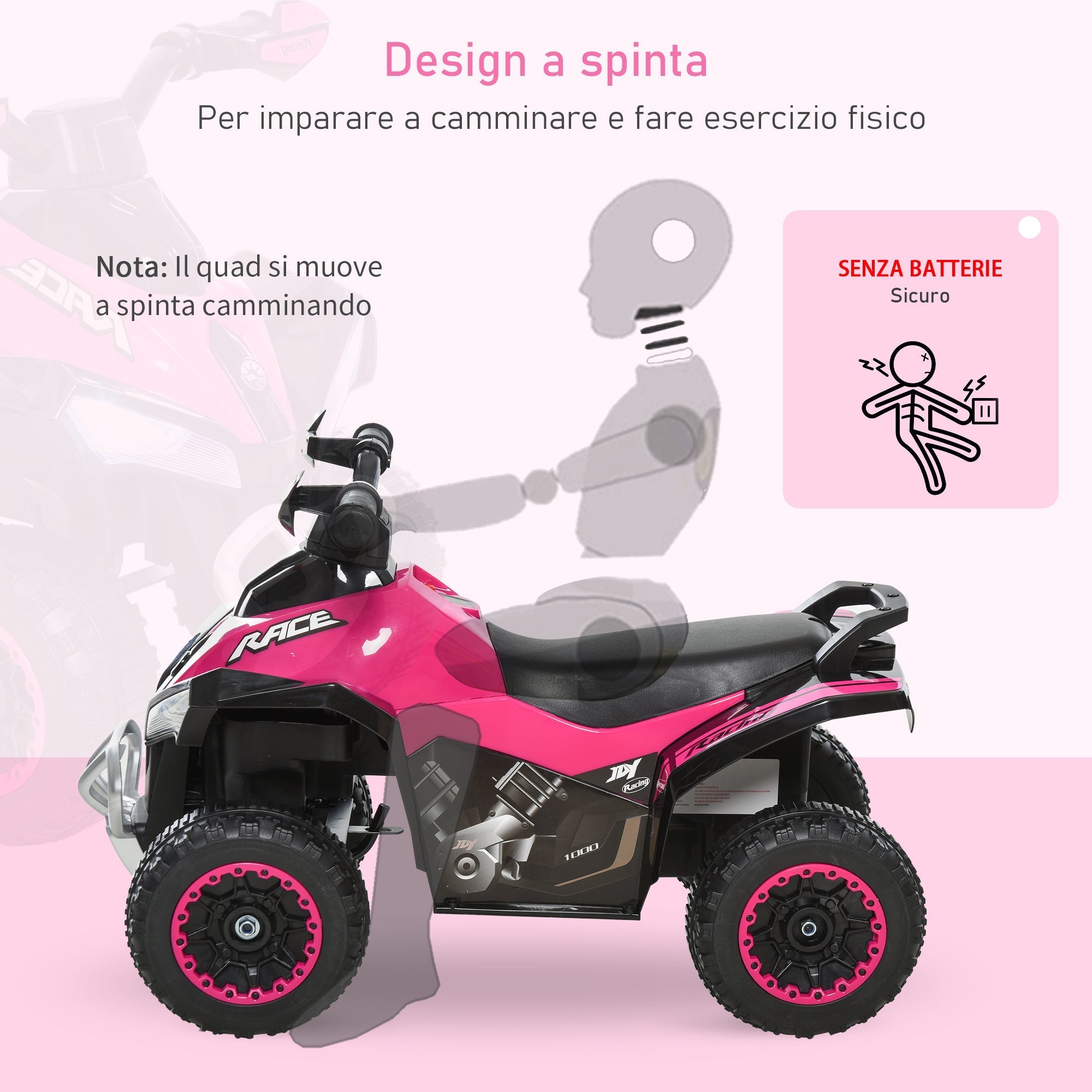 Quad for children riding hard with lights and sounds, 18-36 months - Borgè