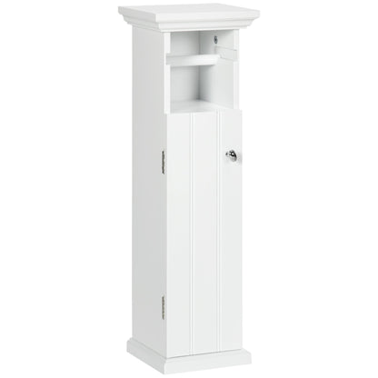 Kleankin Bathroom cabinet with toilet paper holder and wooden cabinet MDF, 21.5x17.8x66.5cm, white - Borgè