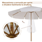 Outsunny garden umbrella with double roof, in bamboo wood and polyester, Ã˜325x250 cm, cream - Borgè