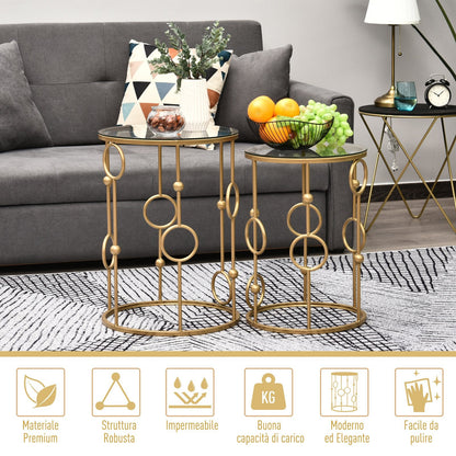 DOLCE | Set of 2 Elegant Coffee Tables | φ41x57cm & φ36x51cm - Borgè