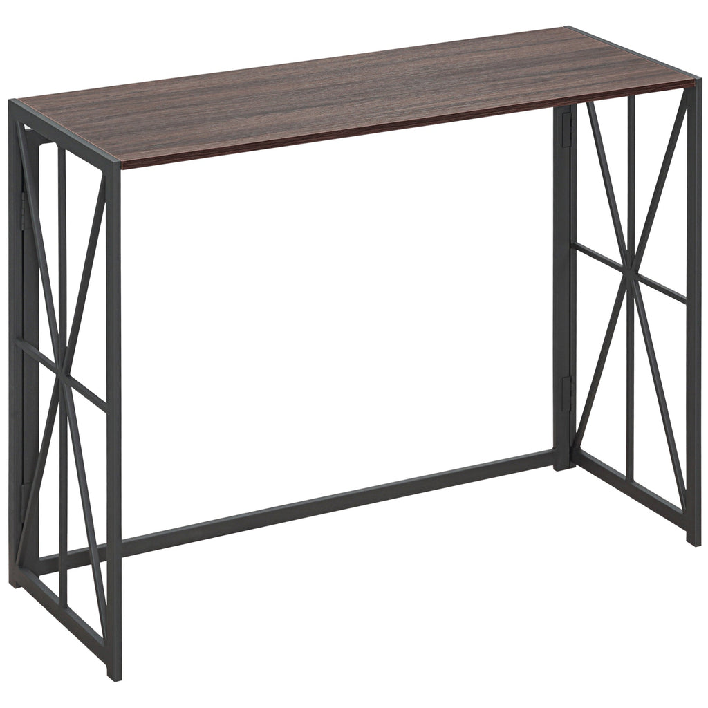 Table Consolidation of Entrance Industrial Style Folding Wood and Metal, 100x38x80cm, Marrone - Borgè