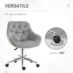 Vicetto swivel ergonomic office chair with adjustable height and wheels, velvet coating - Grey - Borgè