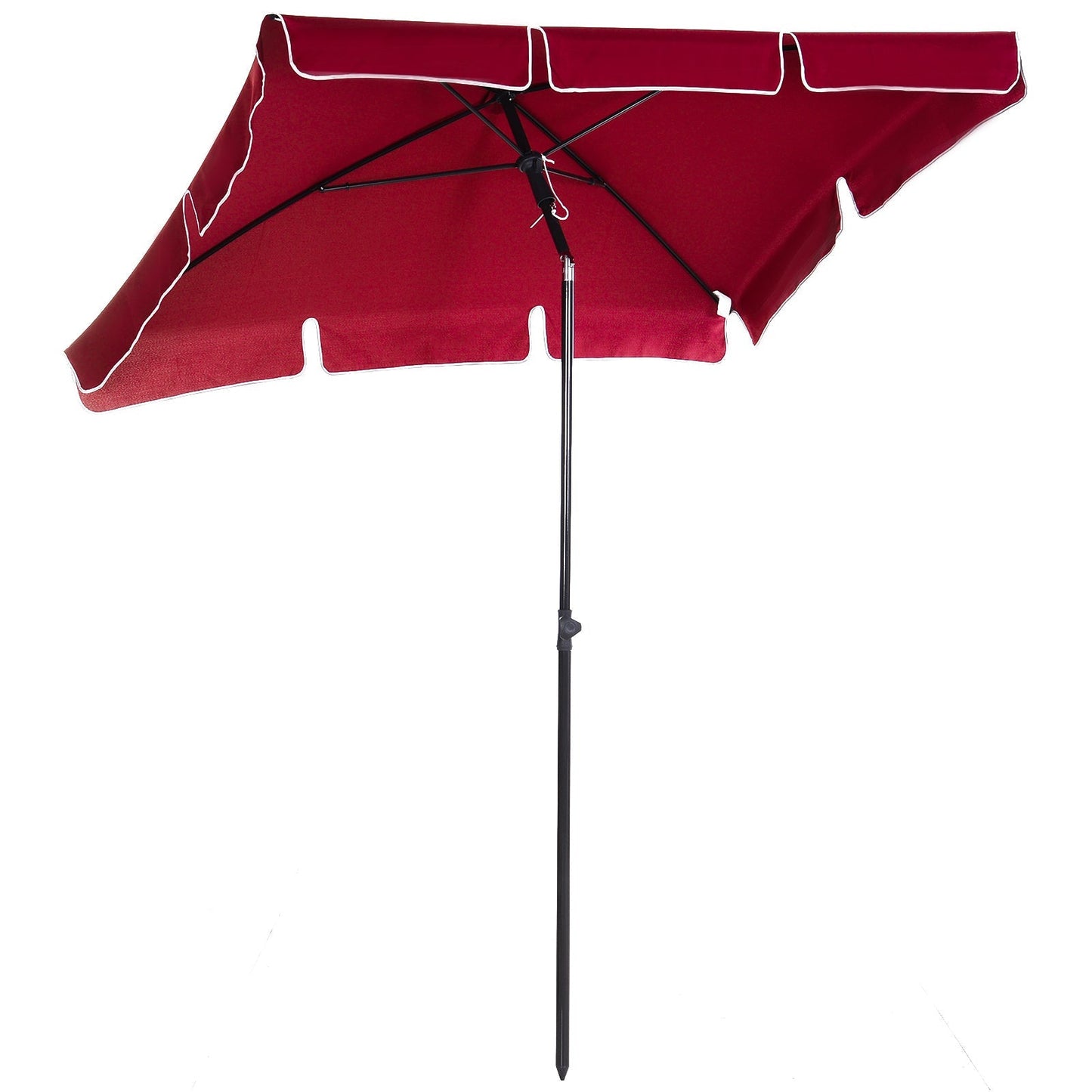 Outsunny rectangular garden umbrella with adjustable inclination and aluminum pole, 198x130x240cm, red and black - Borgè