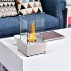 Homcom Biocamino in steel and glass for interior and exterior - gray - Borgè