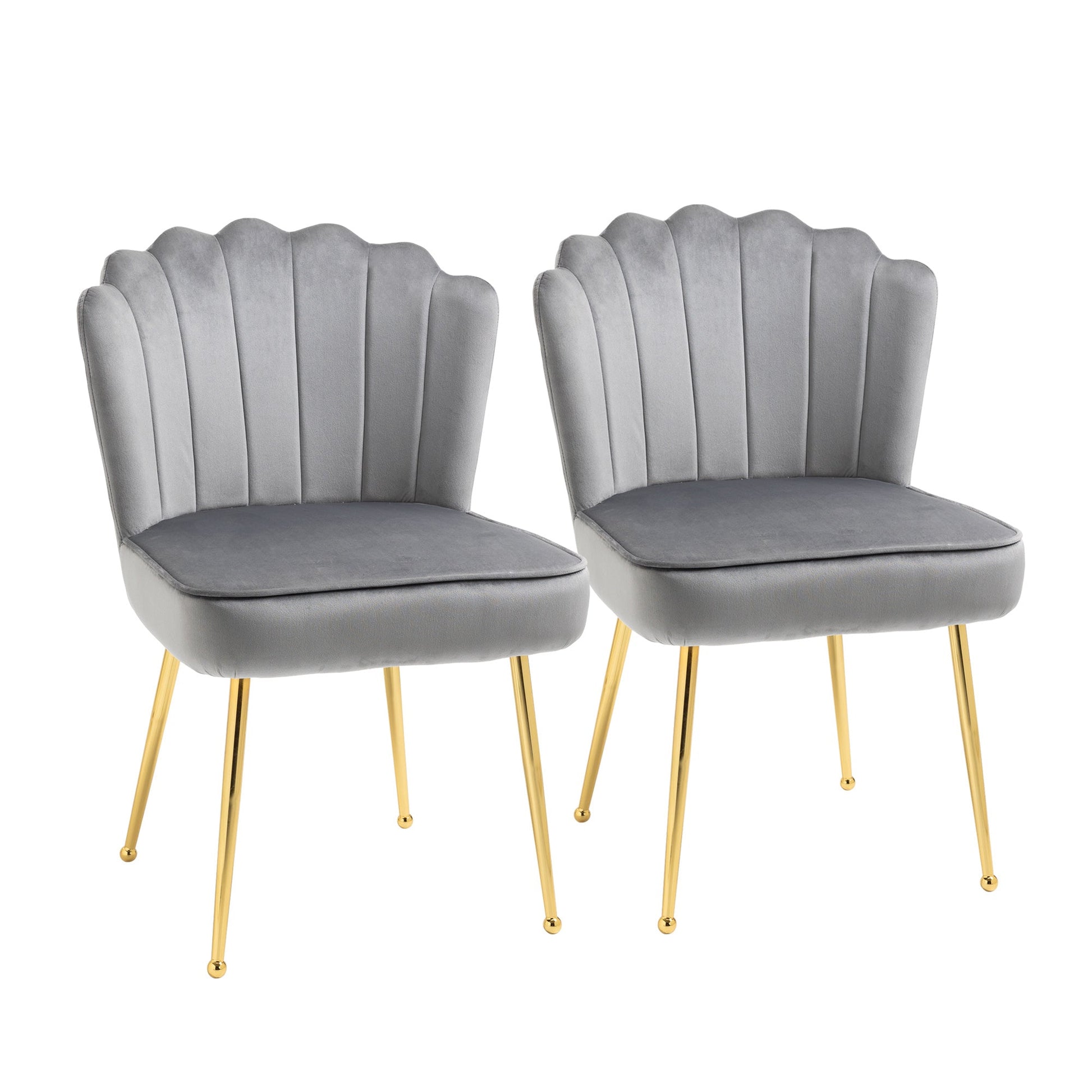 Set 2 modern and padded chairs for living room or living room with velvet effect coating, 57x58x88cm - Grey - Borgè