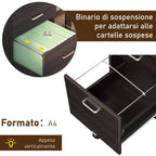 Vadetto chest of drawer with black wooden office with 2 drawers 40 x 44 x 54.6cm - Borgè